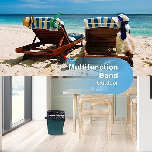 Miniatura 6 de Juego de 10 bandas de basura para cubos de basura de 8 a 33 galones, bandas de goma ajustables, bandas de goma elásticas duraderas y