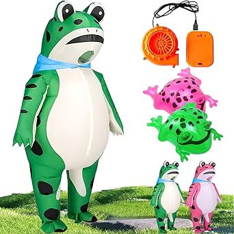 Inflatable Frog Costume for Adult & Kid, Funny Full Body Blow Up Frog Costume with Air Pump, for Cosplay Party