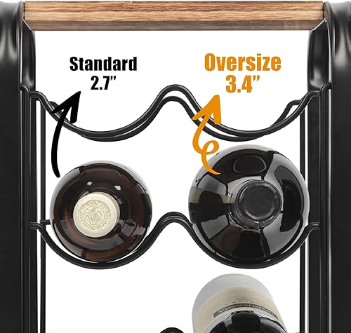 Miniatura 3 de J JACKCUBE DESIGN MK652A - Estante de madera rústica para 6 botellas de vino para encimera, 3 niveles, soporte para botellas de vino, organizador de