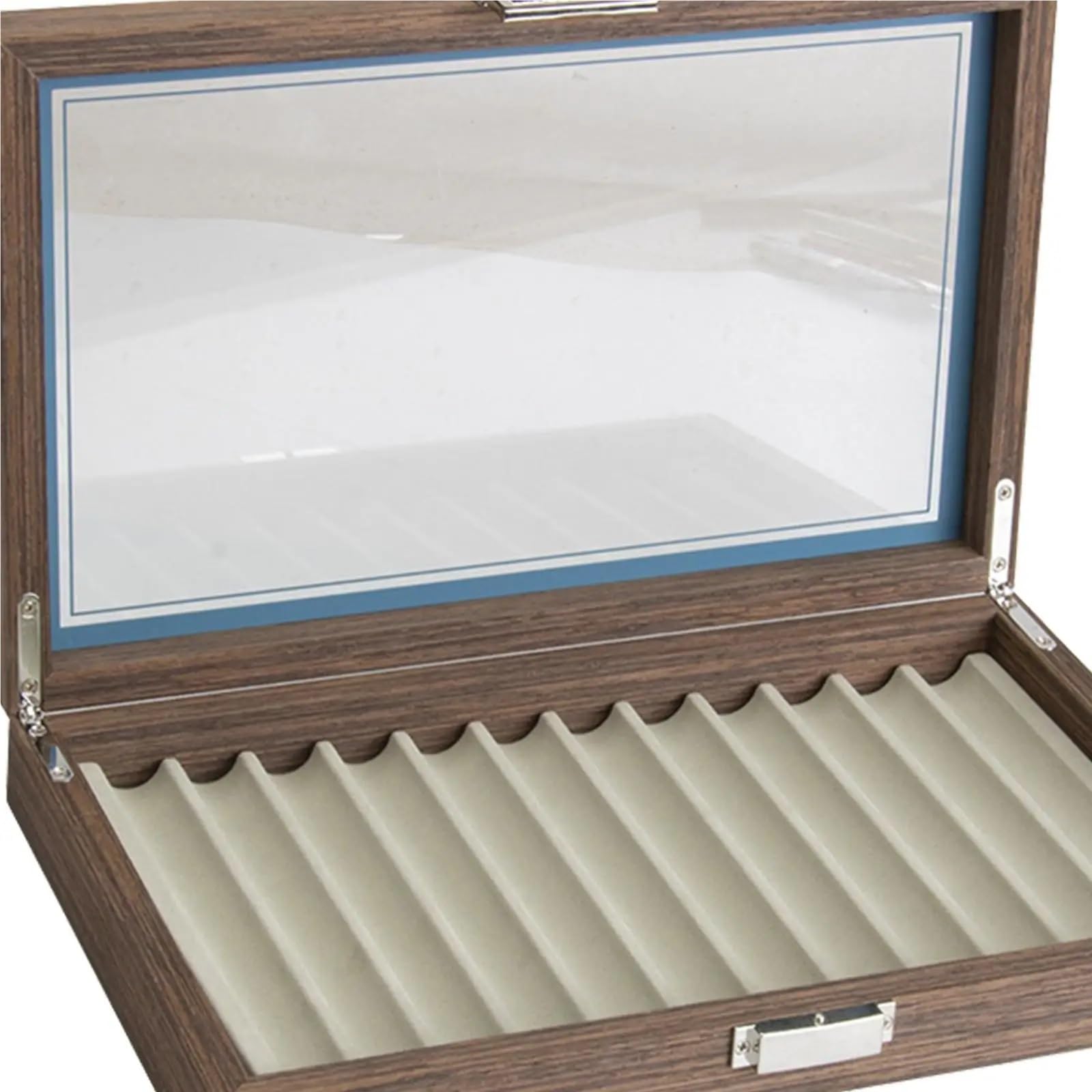 Holz-Füllfederhalter-Vitrine Stifteetui aus Holz, Platz for 12 Stifte, praktischer Organizer mit Fächern und Sichtfenster