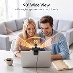 1080P Webcam with Microphone Noise Reduction,Auto Exposure, 90°FOV Wide Angle,Privacy Cover,USB-A to C Adapter,Plug & Play Computer Camera for PC/Mac/Switch 2/Zoom/Teams/Skype/Meetings