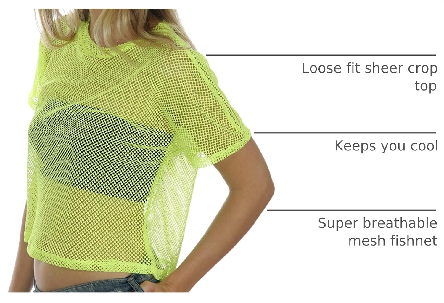 Sheer Mesh Fishnet Rave Festival Women's Crop Top