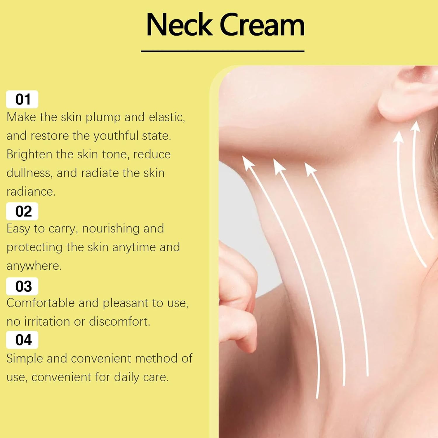 Neck Firming Cream with Roller, 150g Anti-Aging Neck & Décolleté Moisturizer, Peptides Collagen Hyaluronic Acid Ceramides, Hydrating Tightening Massage Cream for Women