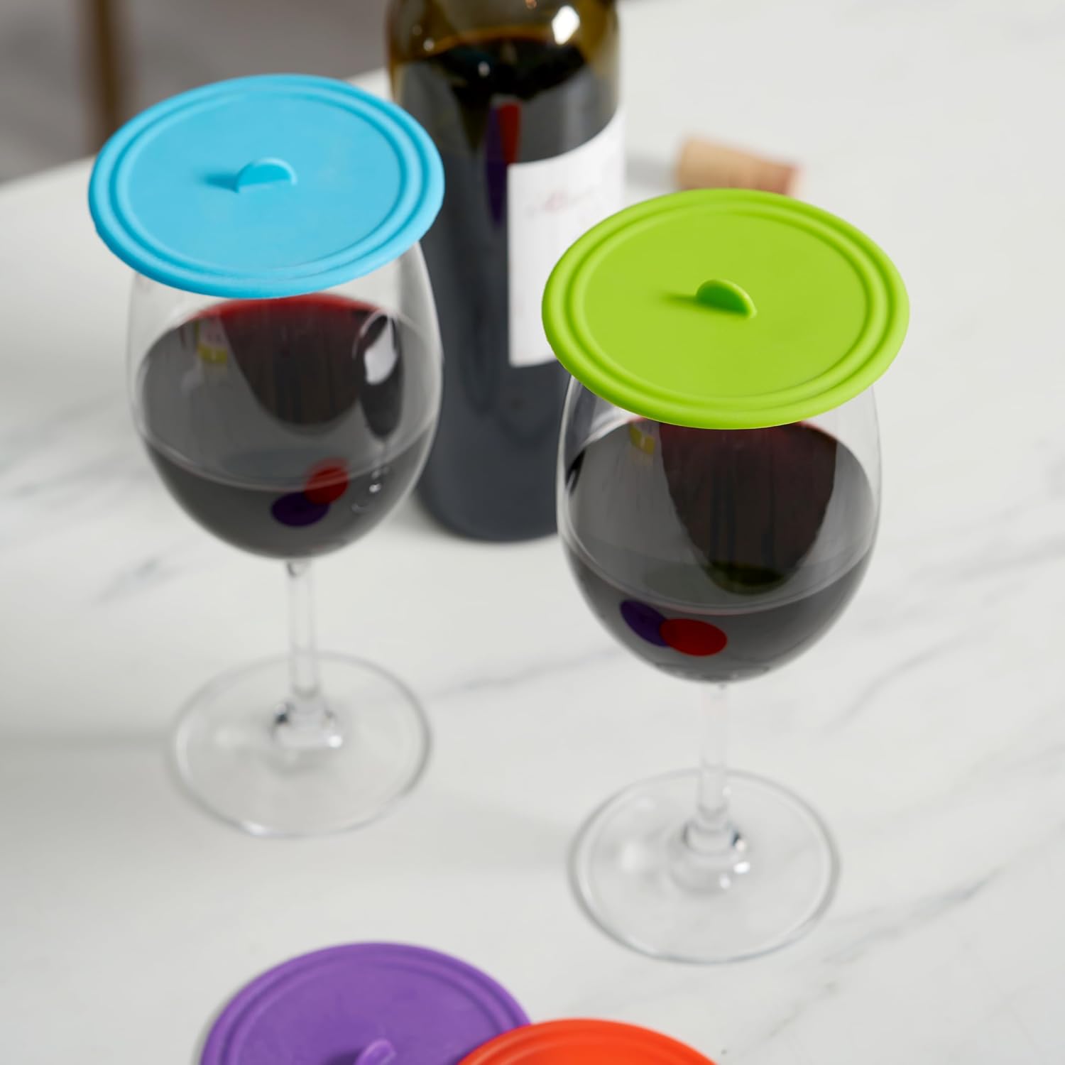 True Wine Glass Covers, Outdoor Drink Covers, Multicolor Cocktail Glass covers, Set of 4, Multicolored