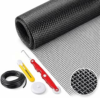 Window Screen Replacement Kit Width:48in Length:158 Fiberglass|Includes Full Set of Tools | Suitable for Windows, Screen Doors, and Courtyards | UV Resistant and Durable | Easy to Install
