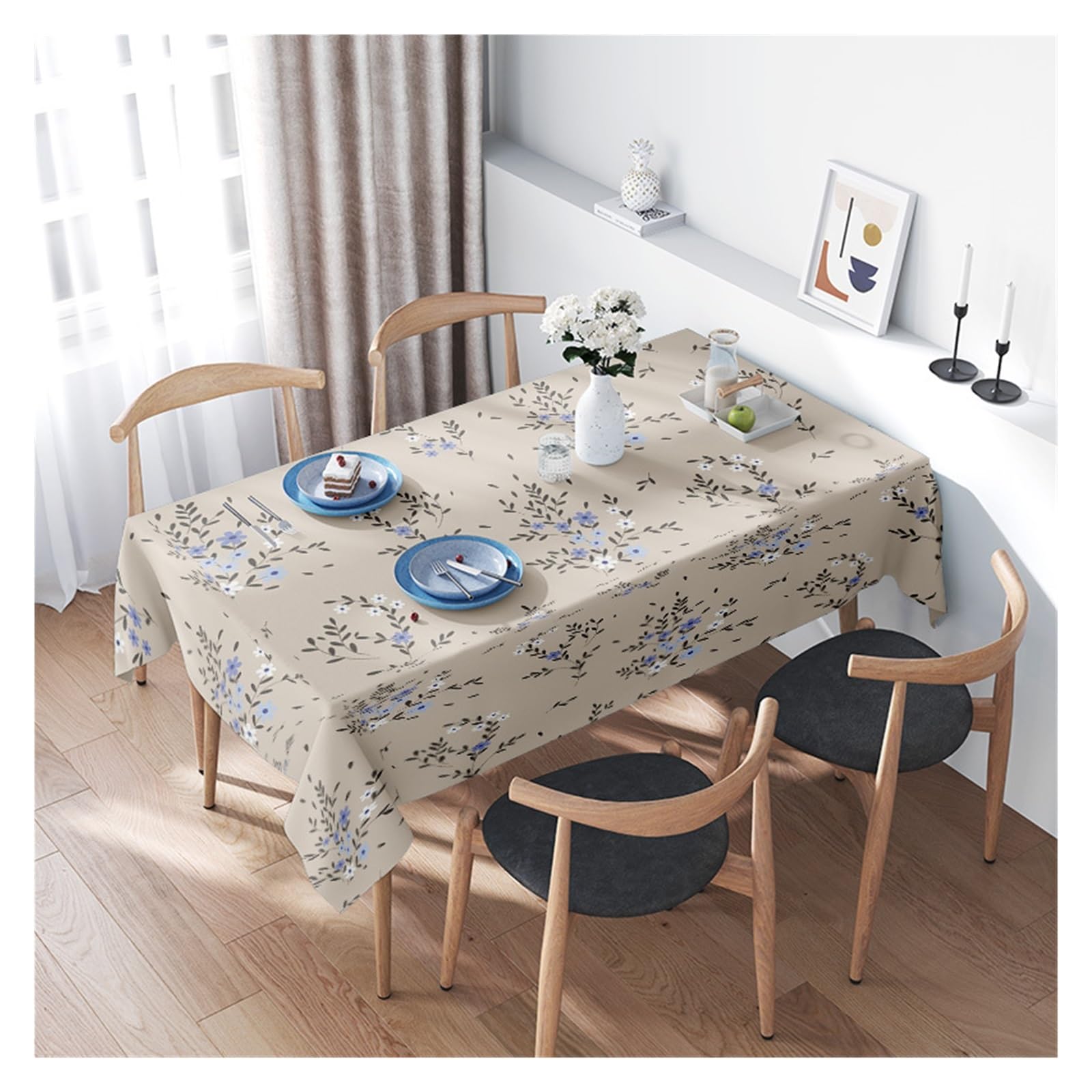 BDFJEDS Waterproof Tablecloth Elegant Floral Tablecloth Soft Easy Care For Dining Tables In Your Home Decor(160X260CM)