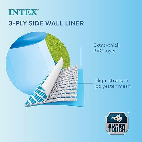 Miniatura 5 de Intex Piscina inflable de 15 x 33 pulgadas con tapa redonda sobre el suelo con cubierta y bomba de filtro de cartucho transparente Krystal