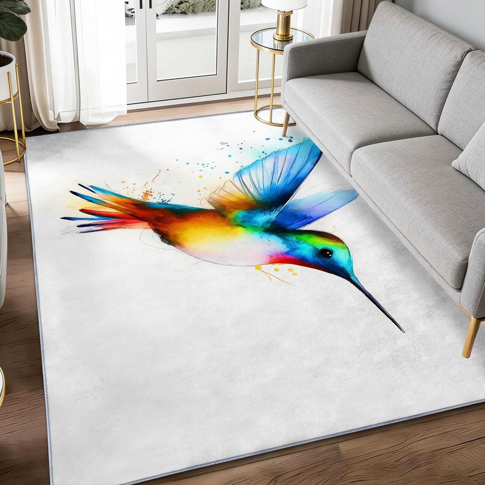 Alfombra para sala de juegos infantil de 80x150 cm lavable con pájaros y tacto suave