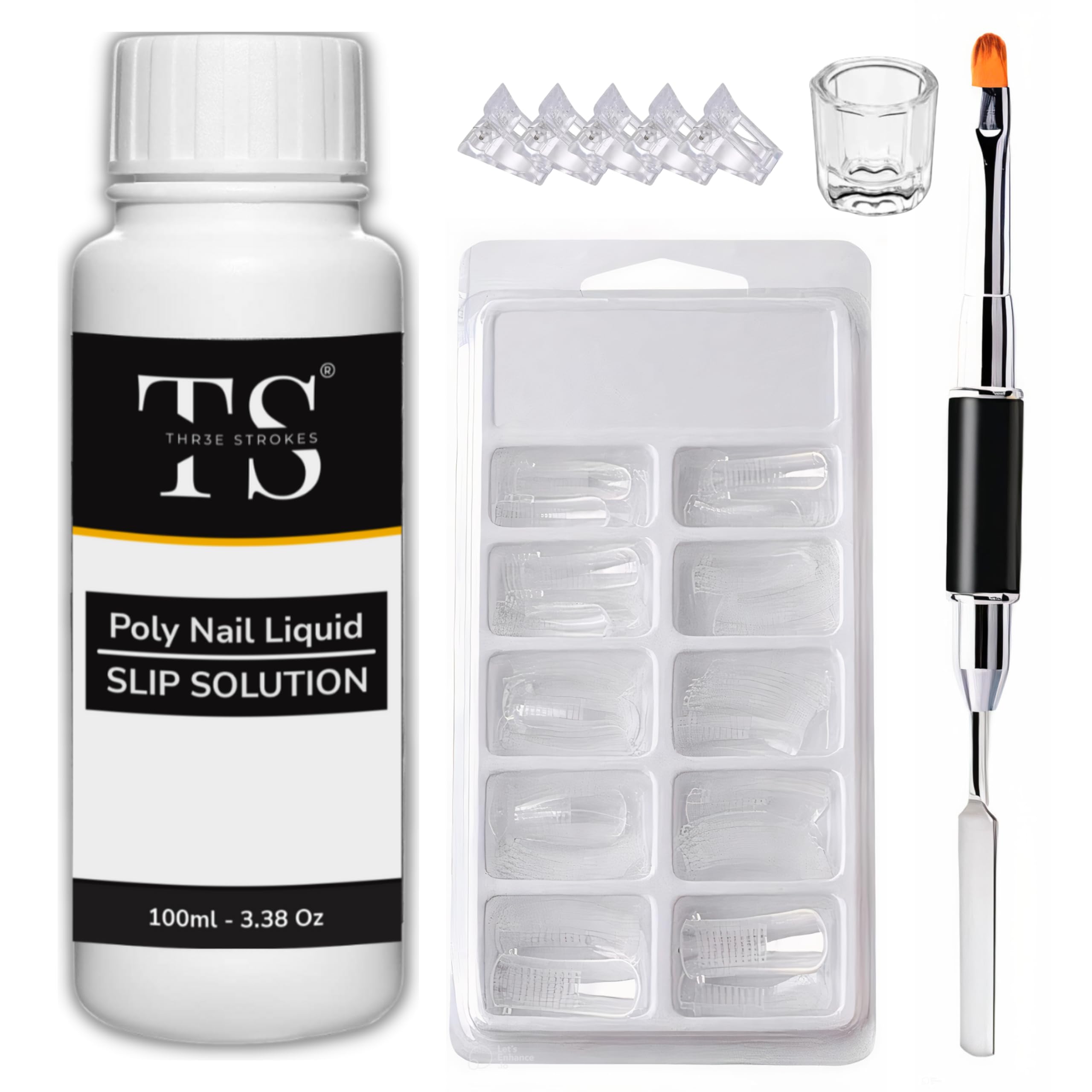 THR3E STROKES Nail Slip Solution Kit Poly Nail Gel Slip Solution 100ml/Nail Extension Slip Solution for Poly Nail Gel Nails with Dual-ended Brush for Beginner-image-32