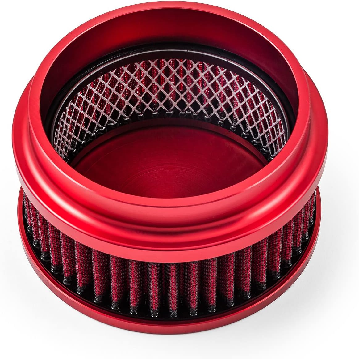 Speedmaster PCE104.1087.02 6" x 2" Washable Filter Billet Aluminum Air Cleaner Assembly Kit - Red