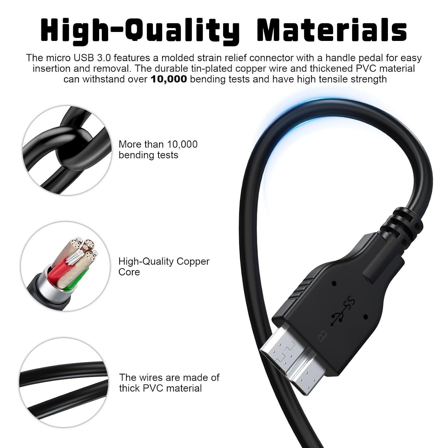 Micro USB 3.0 Camera Cable + USB-C Adapter, Replacement for Nikon UC-E22 IFC-150U II, Compatible with Canon EOS 5D IV 7D Mark II & Nikon D850 D500 – Data Transfer & Charging Cord 4ft image 3