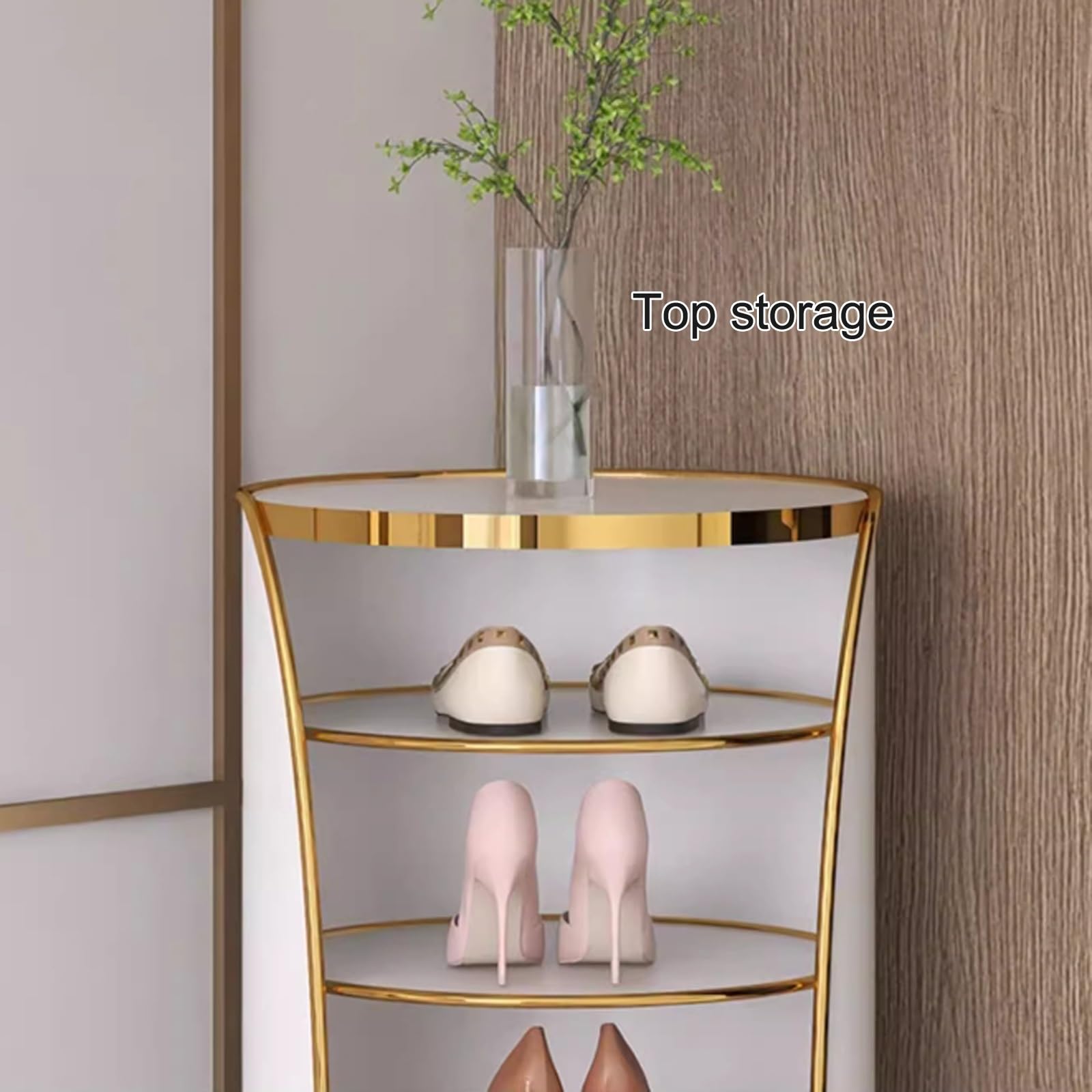 IBUYKE 6-laags roterend schoenenrek, houten 360° draaiende schoenenrek toren voor 24 paar schoenen, verticaal rond schoenen-handtasorganizer voor kast, entree, woonkamer, slaapkamer, wit WSR006W
