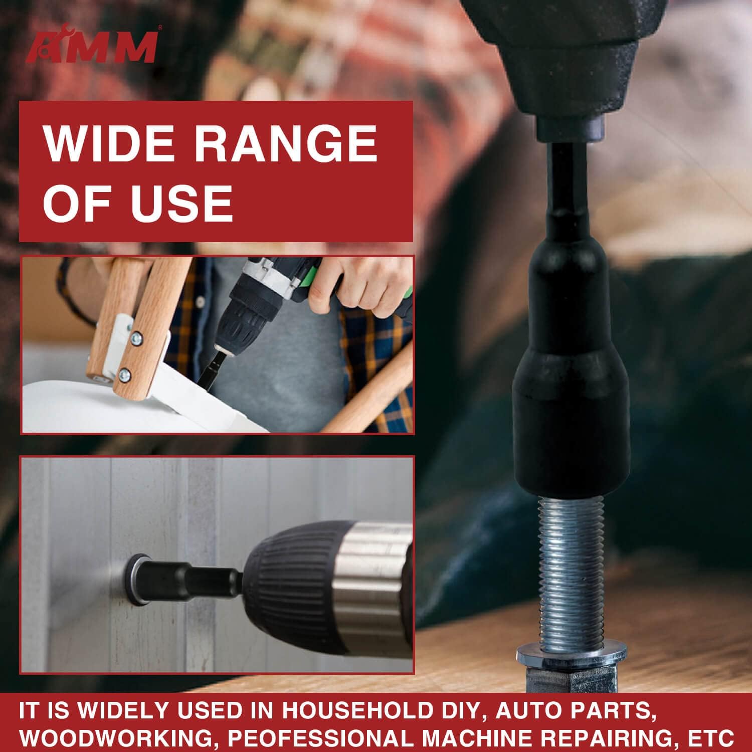 AMM 12-Piece Magnetic Nut Driver Set, 1/4" Hex Shank Power Driver Bit Set, Metric(8-14mm) and SAE(1/4-inch - 9/16-inch), Cr-v Steel