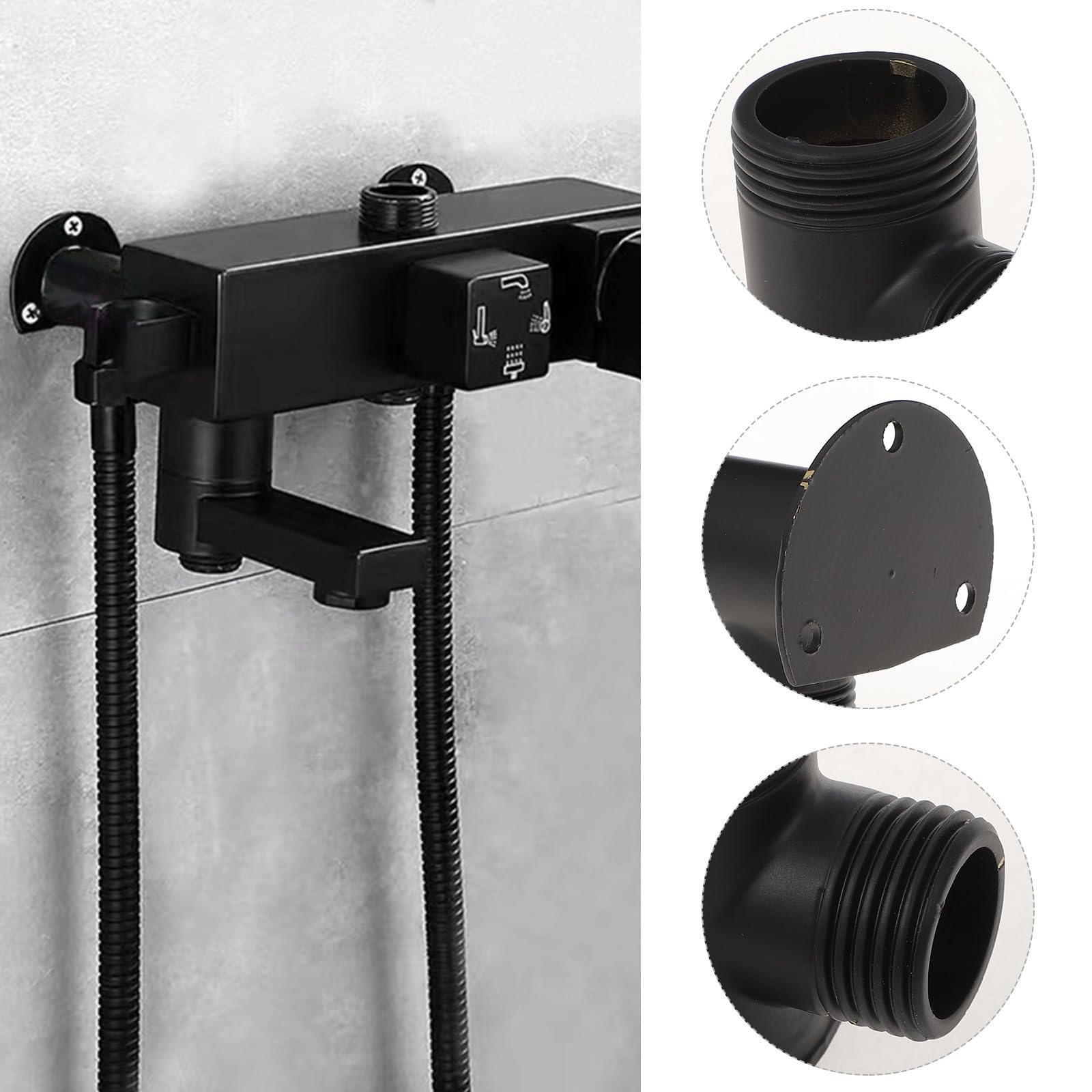 DOITOOL 2 Pieces Adapter Hand Shower Valve Mount Apple Bracket Installation Kit For Faucet System With Hose Head Hose - Image 2