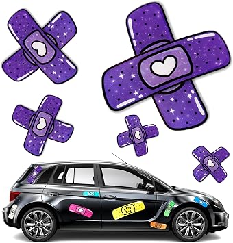 10pcs Bandaid Stickers for car Damage, 4/12inches Funny car Bandaid Sticker for Cover dent Crack and Scratch, Cute car Bumper Sticker, Large and Small Vehicle Body BandagePurple