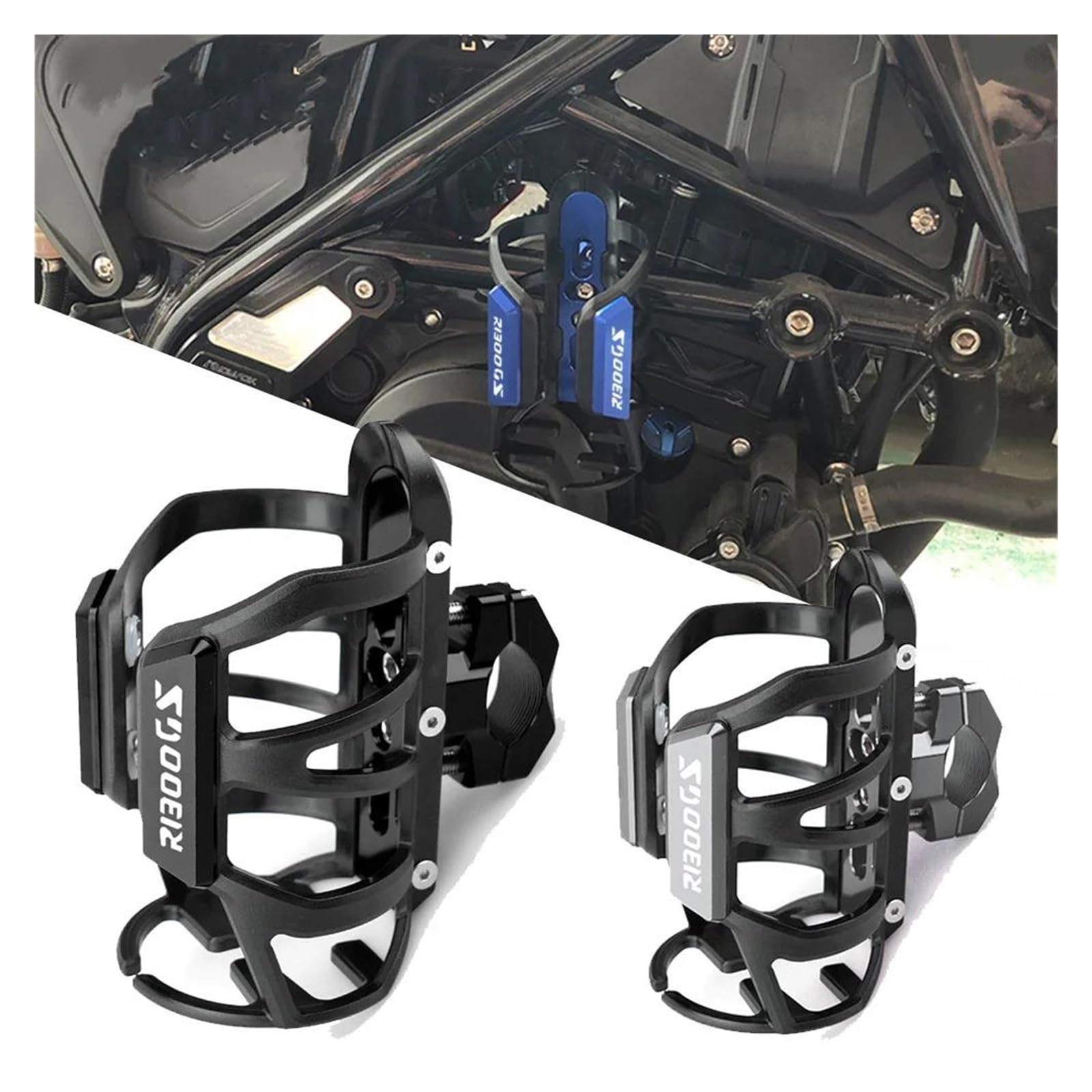 Porte bidon Moto pour BM&W R1300GS R1300 GS Adventure Moto Fournitures CNC Boisson Bouteille d'eau Cage Porte-gobelet Objets Accessoire Montage Universel(5)