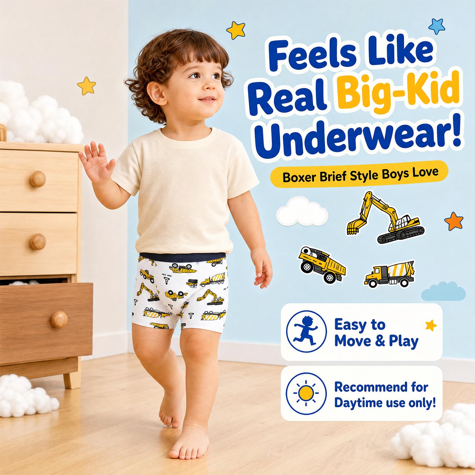 MOEMOE BABY Töpfchentrainingsunterwäsche, 10er-Pack, Baumwolle, Boxershorts