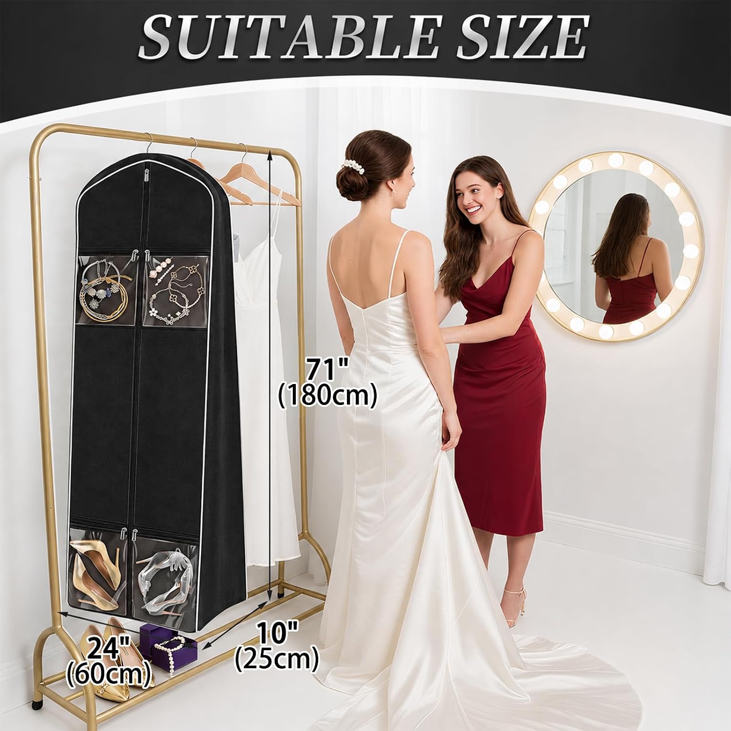 4 Pack Portable 71" Wedding Dress Garment Bag image 2
