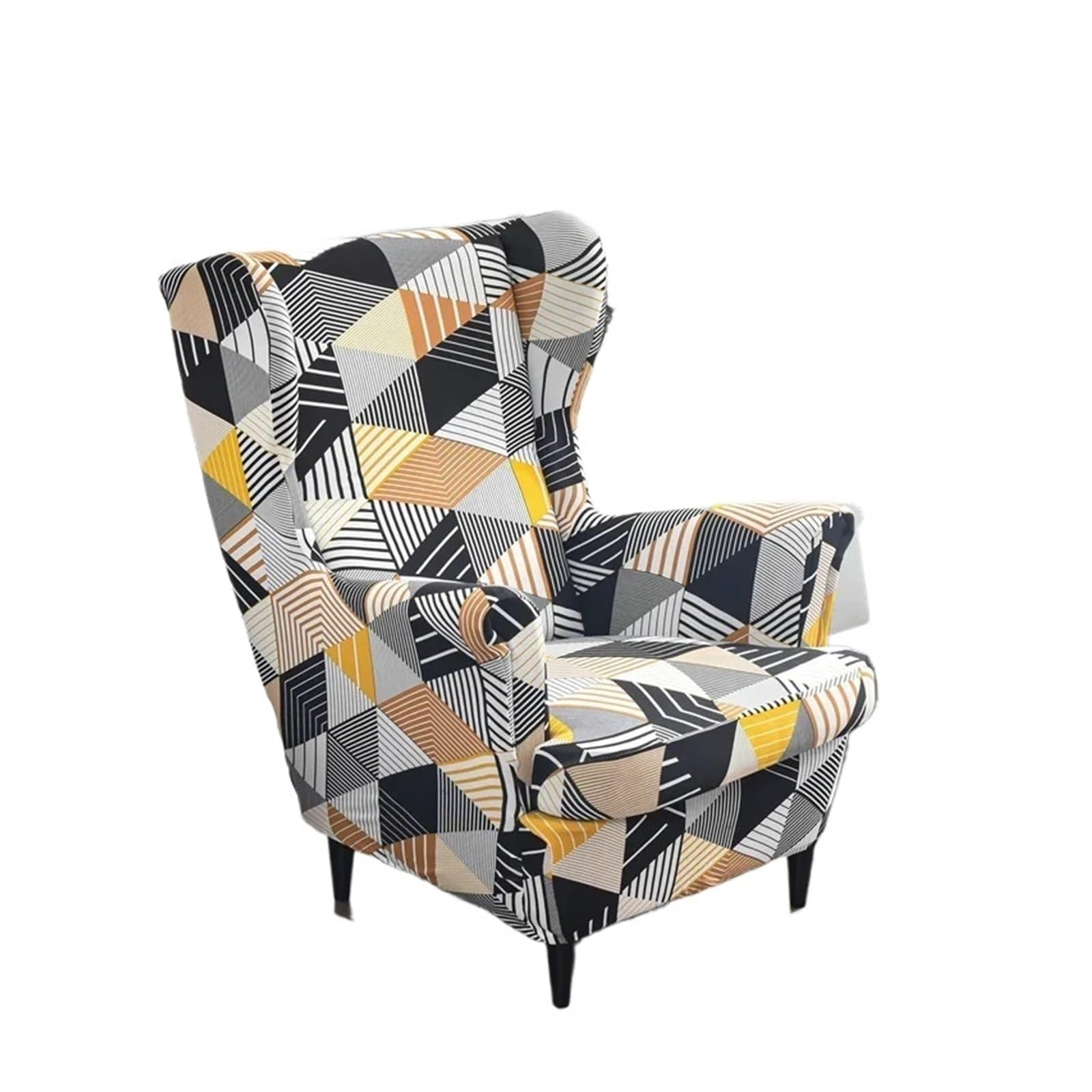 GCYEIDMA Wing Chair Slipcover Flowers Wing Chair Cover Sloping Back Armchair Covers Elastic Slipcover Wingback Sofa(A11 Wingchair Cover)