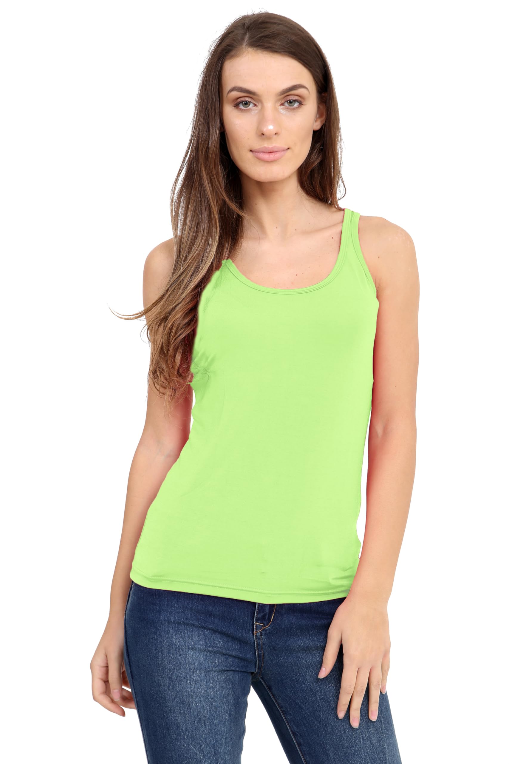 GW CLASSY OUTFIT Women's Vests Racer Back Tank Tops Ladies Undershirt Sleeveless Vest Tops UK Size (Green, 20-22)