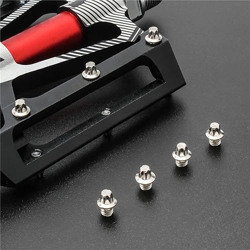 Miniatura 3 de 50 piezas de pernos de pedal de bicicleta M4 acero inoxidable anti-esquí bicicleta pedal tornillos fijos