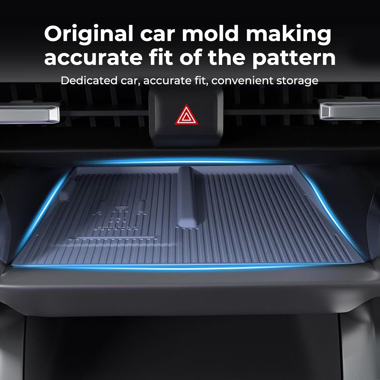 5-in-1 Center Console Organizer Set for 2026 Toyota RAV4 Accessories, Console Mat Tray, Passenger Storage Organizer Mat, Wireless Charging Pad (3 PCS-Blue)