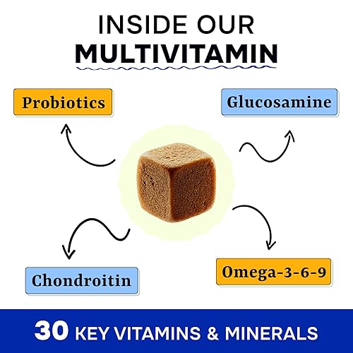 Miniatura 3 de Vitaminas para perros + glucosamina, multivitaminas masticables + probióticos, omega, soporte de cadera y articulaciones, piel y abrigo, salud