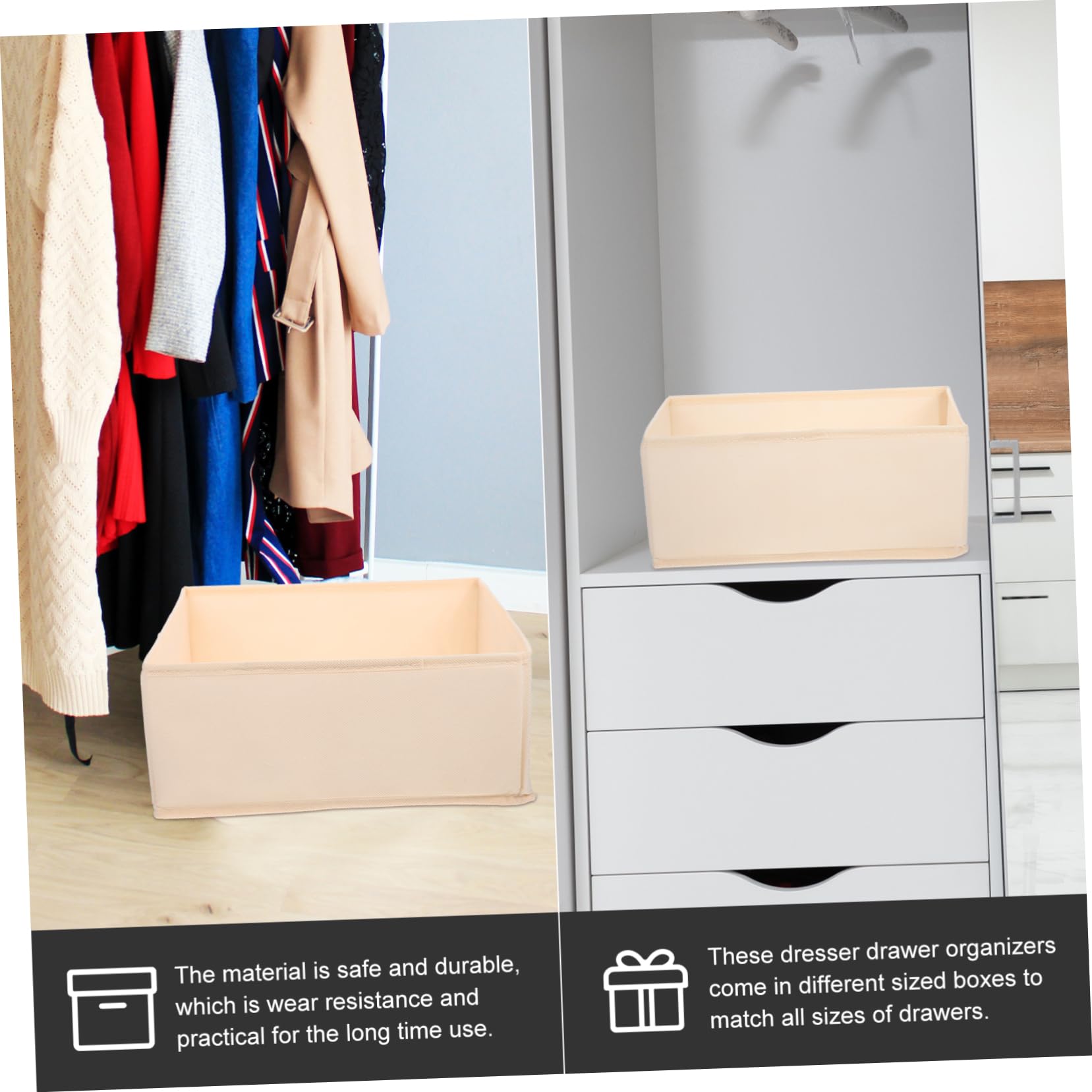 6 Stück Unterwäschebox in Beige mit Pp Platte und Reißverschluss