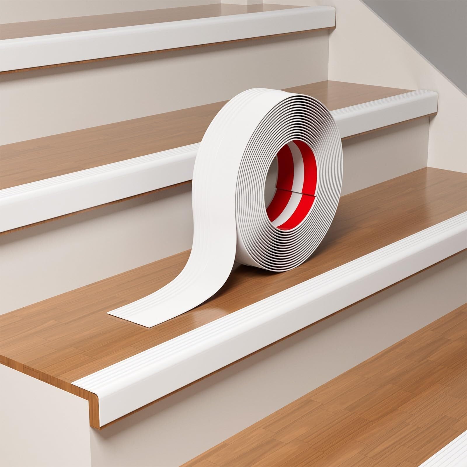 Tiras autoadhesivas para escaleras en goma impermeable y perfiles de alta seguridad