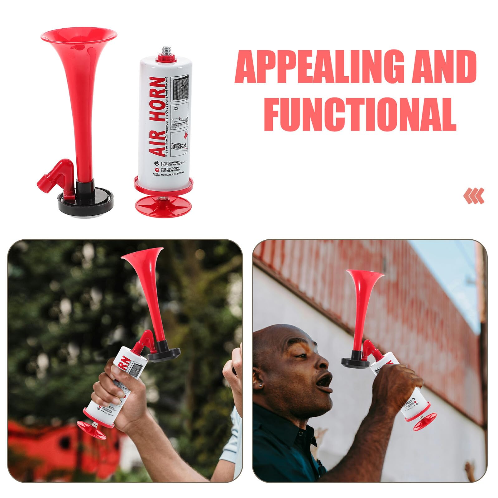 2 Stück Teiliges Airhorn Handheld Sporthorn Lautstark für Fußball Party Boot Signal Feuerwehr Notfall Rote Partytröte Vielseitig Einsetzbar