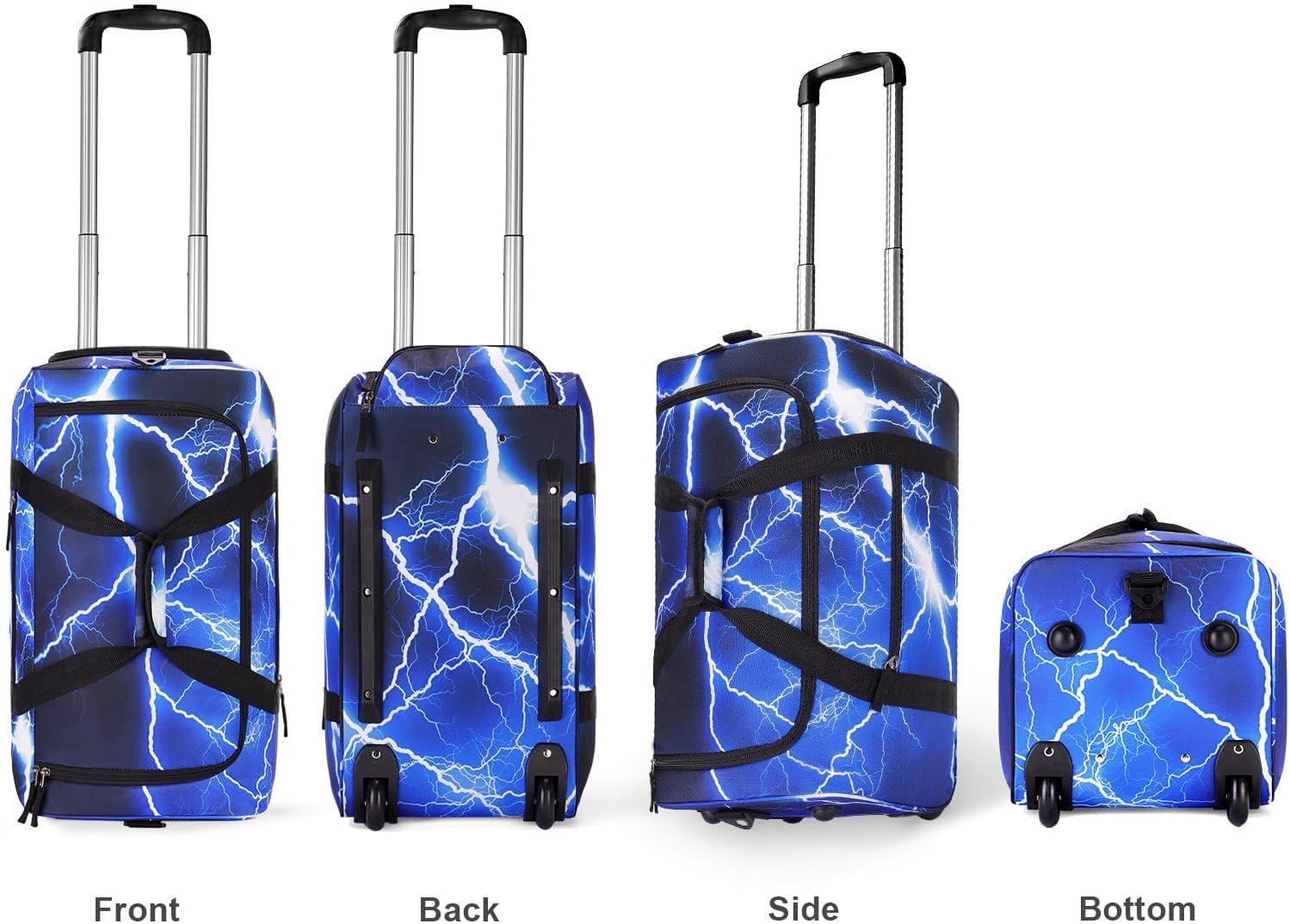 Choco Mocha Boys Suitcase with Wheels, Kids Rolling Duffle Bag Luggage for Travel 22inch, Light Blue