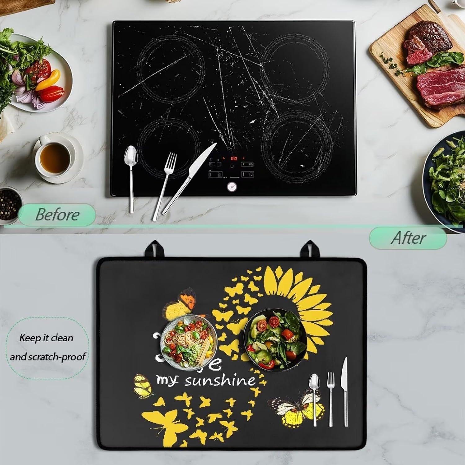 Butterfly Print Stove Covers for Gas Dust-Proof Protector Pad with Funny Pattern Designs for Laundry Room & Kitchen Decor Universal 29"x20.9"
