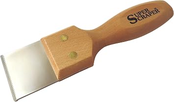 Amznoone Super Scraper Double Edge Solid Carbide Scraper 1/8" Thick by 2 Wide by 1.75 Long Blade w/Solid Wood Handle Overall Length 7.75" SS-2