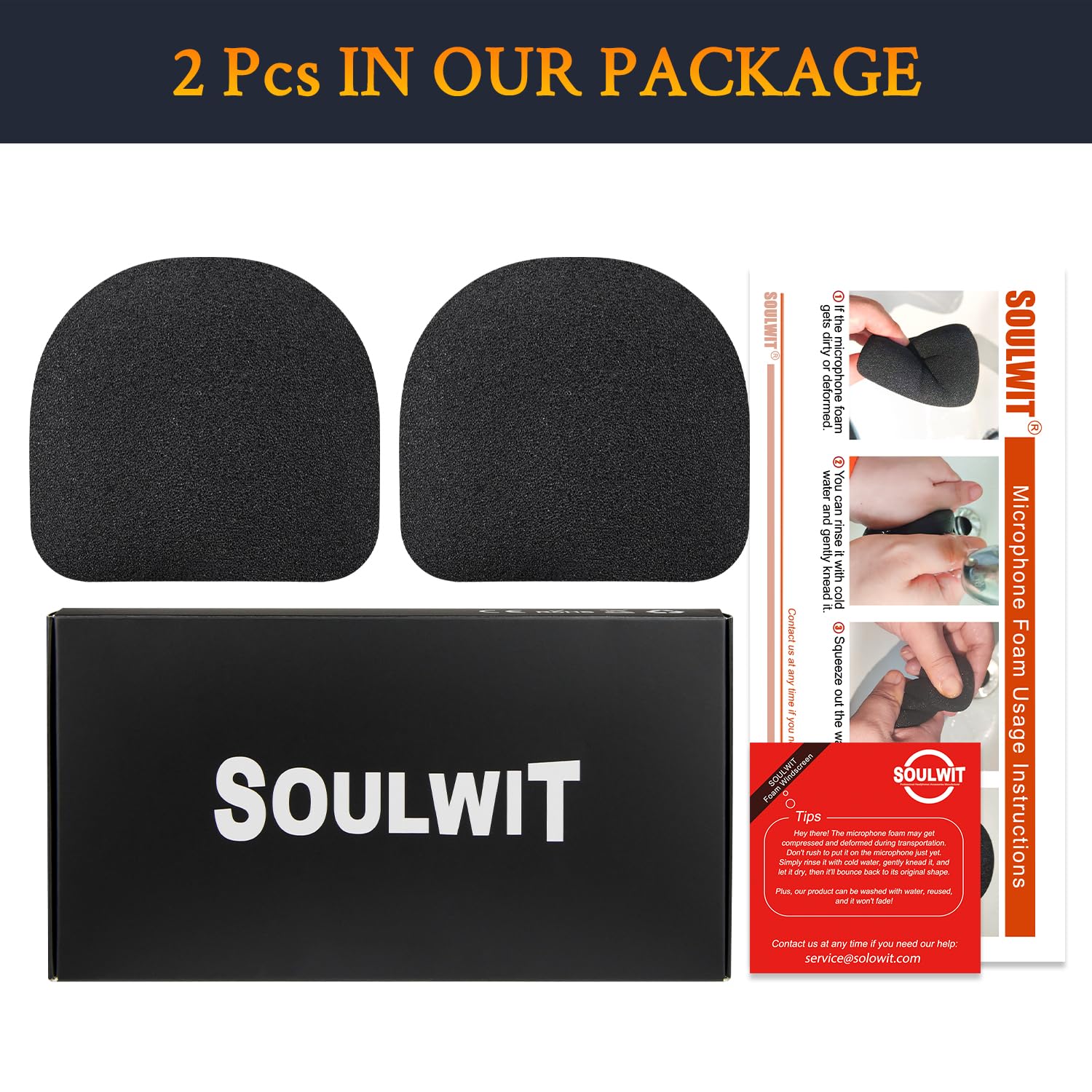 SOULWIT 2Pcs Microphones Pop Filter for Logitech Creators Blue Yeti/Yeti Pro USB, Protective Mic Cover Windscreen Foam - Black - Image 3