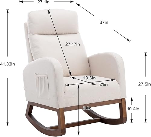 Miniatura 2 de HomSof Mecedora para guardería de poliéster beige silla moderna para sala de estar y dormitorio Poliéster beige,Poliéster Camel