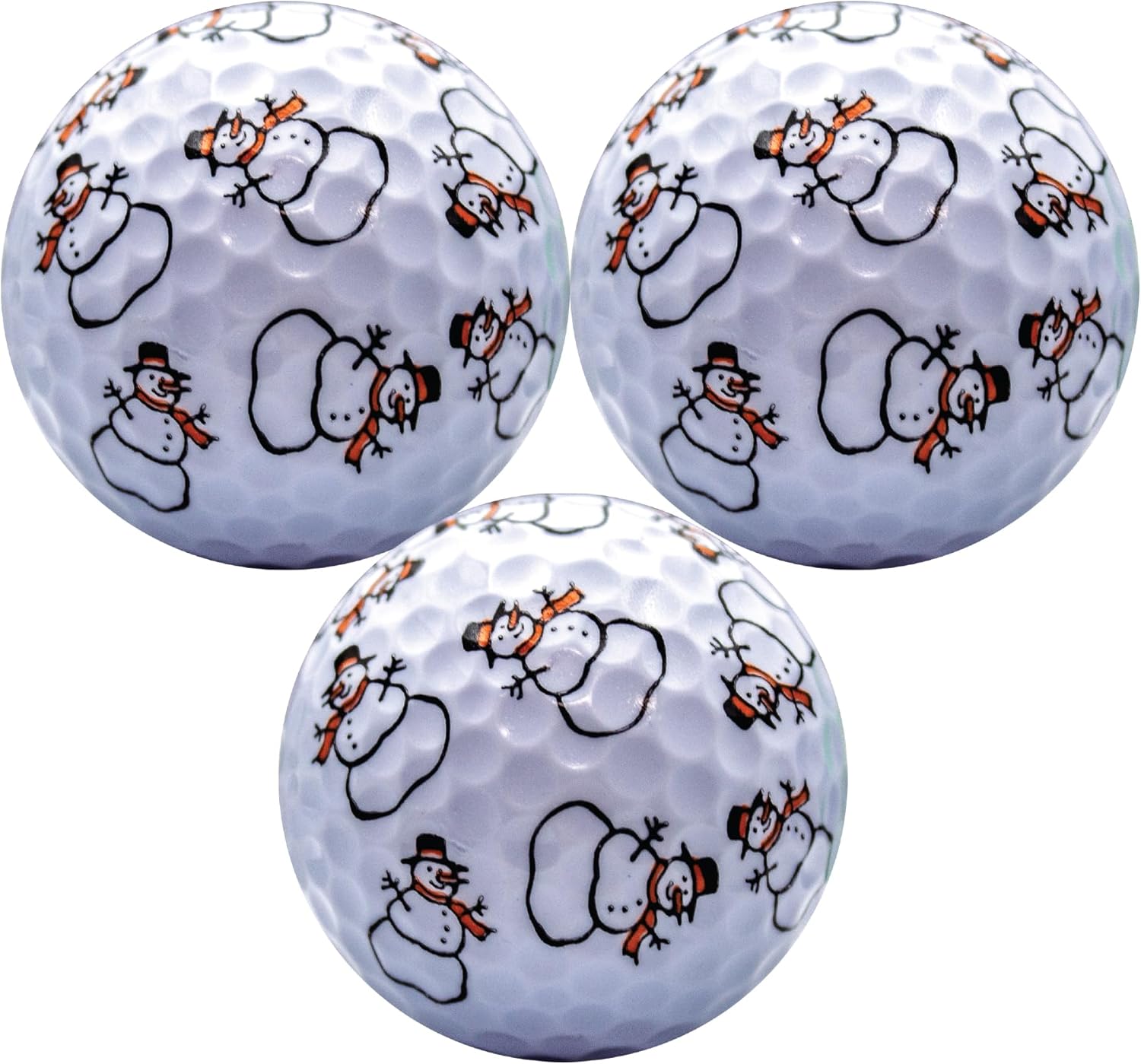 GBM Snowman Full Wrap Golf Balls – Christmas Snowman Design Golf Balls for Holiday Tournaments, League Play, Stocking Stuffers and Festive Golfers Gifts, 12-Pack
