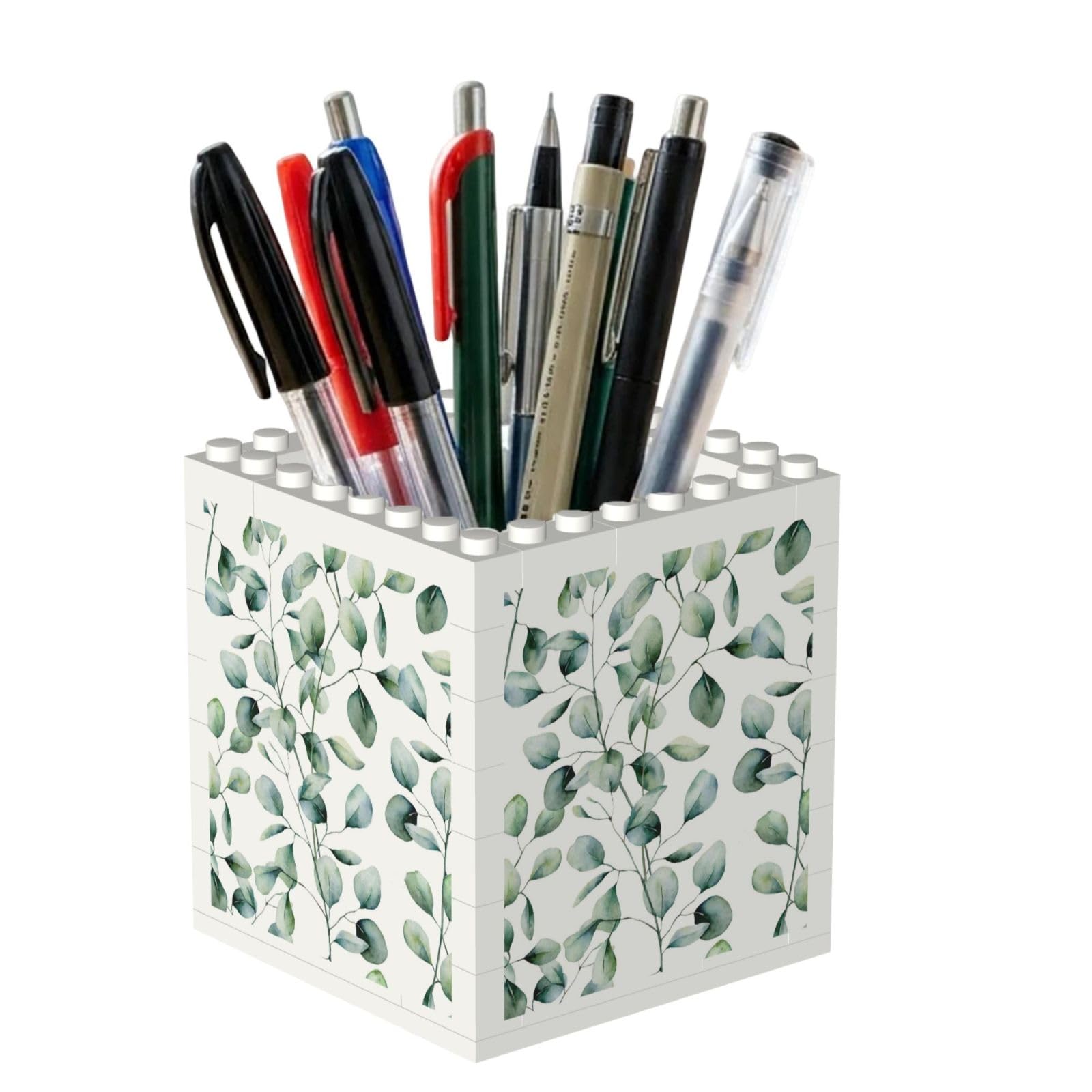 Poadnly Eucalyptus Leaves, Pen Pot Pencil Holder for Office Home School, Compact Desk Organiser for Office Stationery