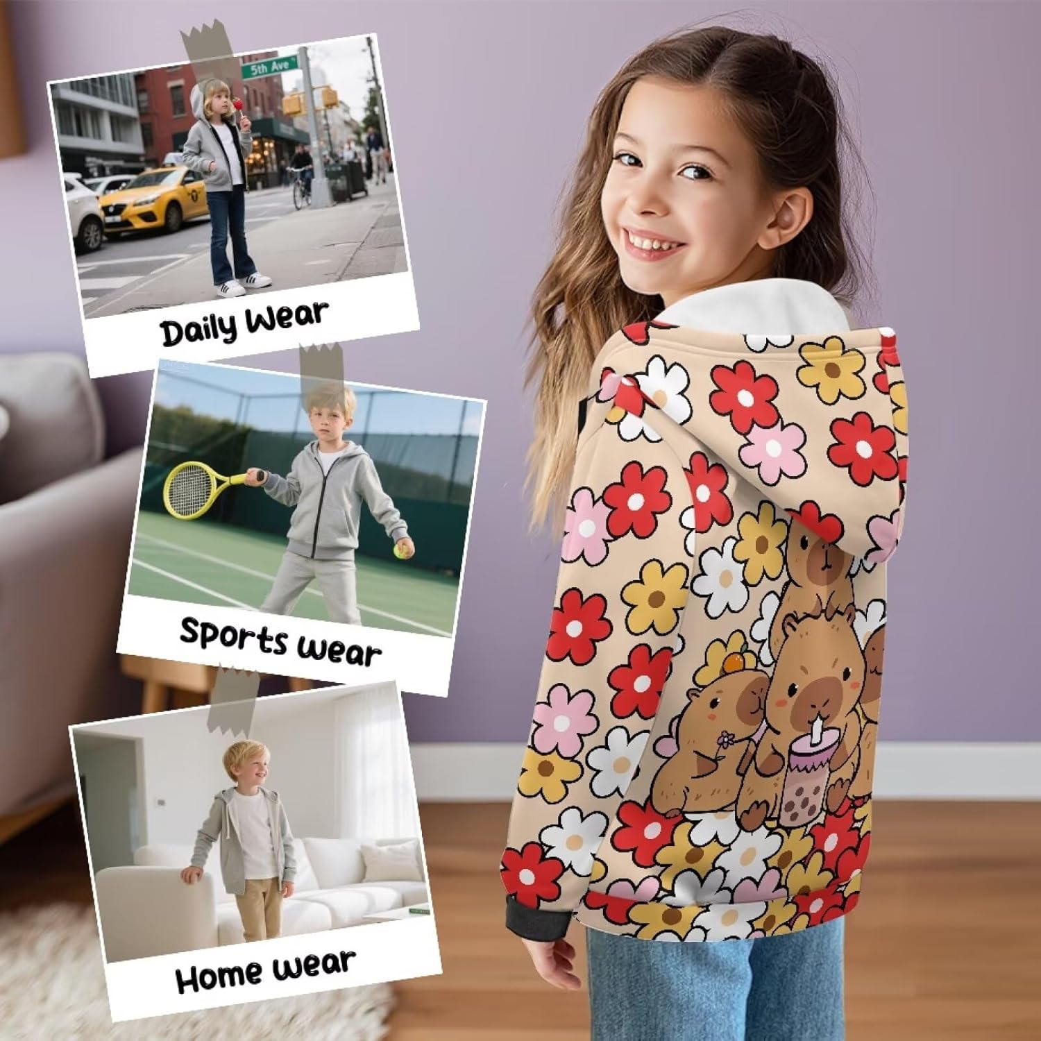 Pensura Full Zipper Hoodies Youth Long Sleeve Hooded Sweatshirt Kids Jacket