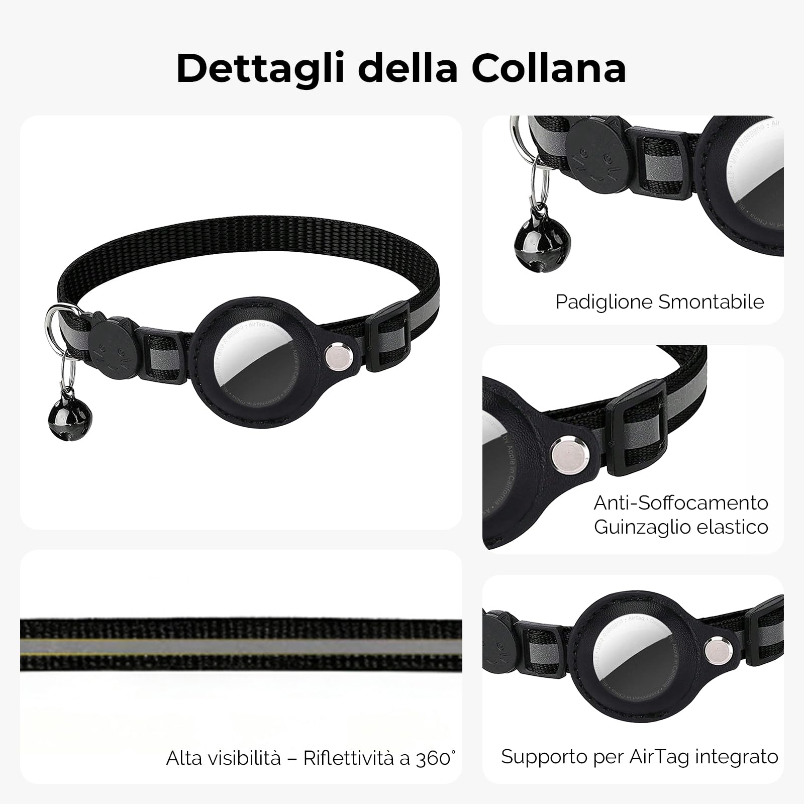 Localizzatore GPS per Gatto, Collare per Cani con Posizionamento Ausiliario, Cronologia delle posizioni, Cat Tracker, Senza Abbonamento Compatibile con IOS & Android