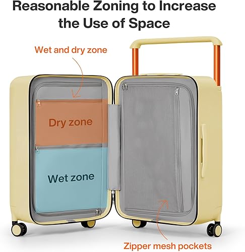 Miniatura 7 de mixi Maleta de equipaje a cuadros grande con ruedas giratorias Asa ancha PC Hard Shell, Amarillo alondra, 26 pulg.
