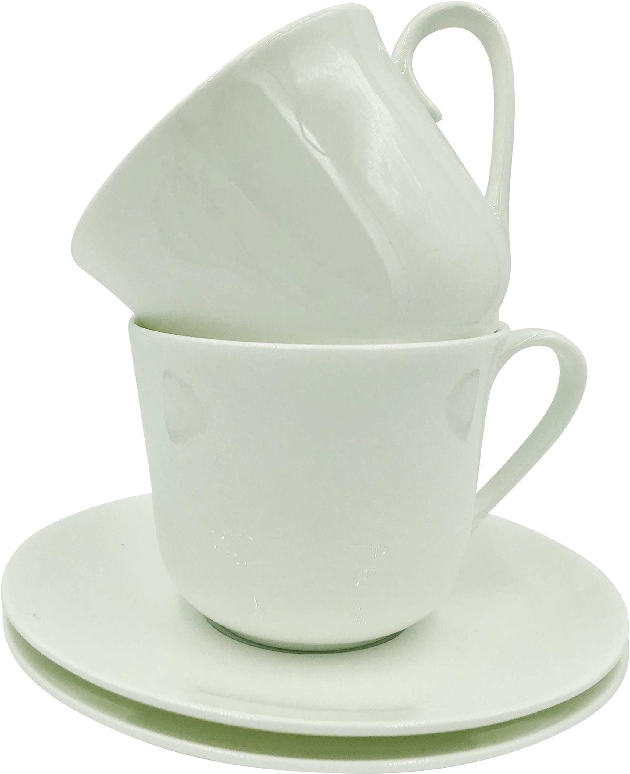 Pair of Large Breakfast Cups and Saucers in Plain White China