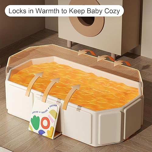 Miniatura 5 de Bañera plegable para bebé, portátil y plegable para recién nacidos y niños pequeños, fácil de almacenar, ligera para el hogar y viajes, bañeras de