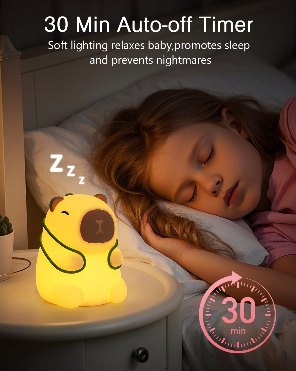 LOFICOPER Capybara Night Light, Cute Animal Soft Silicone LED Lamp with Dimmability and Timer - Image 4