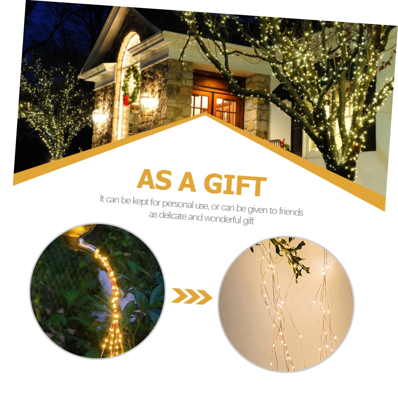 Luce Decorativa Da Esterno A LED A Batteria - Ramo Luminoso A Cascata Per Festival, Giardino, Cortile, Impermeabile