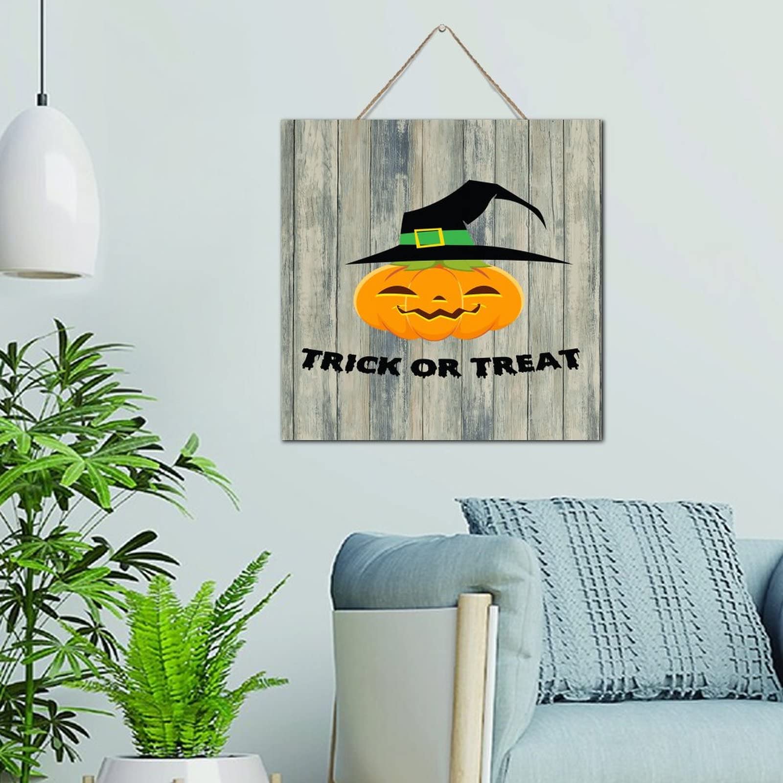 Décoration murale bois Trick or Treat 30,5 cm, suspension intérieure salon et maison