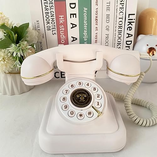 Miniatura 5 de Teléfono fijo vintage, teléfono retro con cable con botón y redireccionamiento, teléfono clásico para oficina en casa, escuela, hotel, escritorio