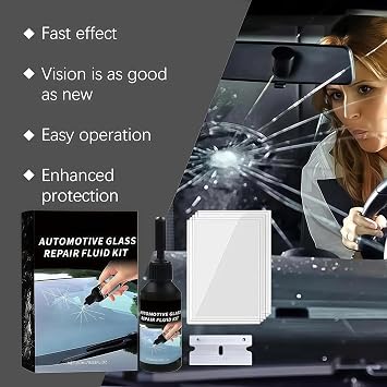 Quick Windscreen Repair Kit - 5-Minute Long-Lasting Glass Repair Liquid for All Crack Types on Windscreens, Windows & Mirrors, 1PCS
