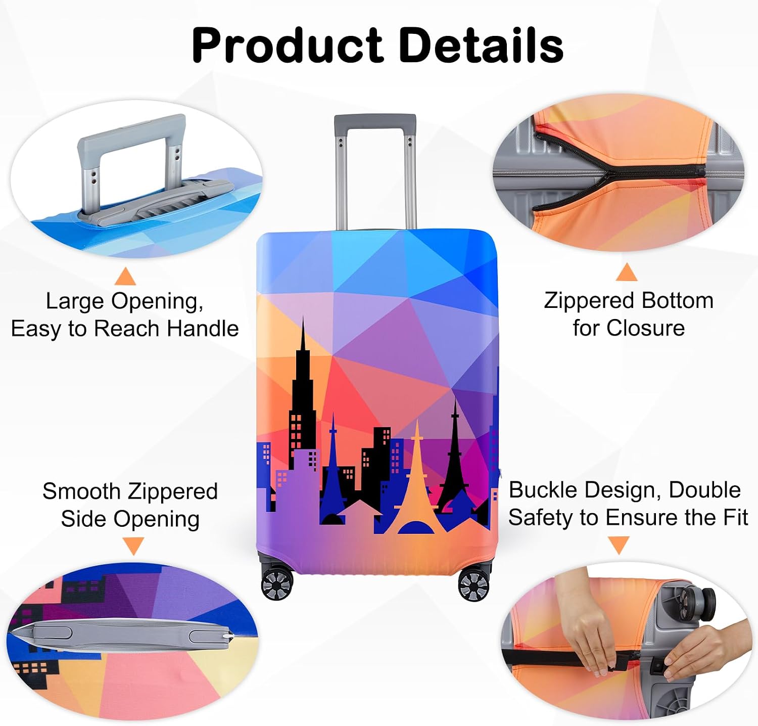Pink Dino Luggage Cover, Thick Washable Suitcase Protector, 18-32 Inch image 4