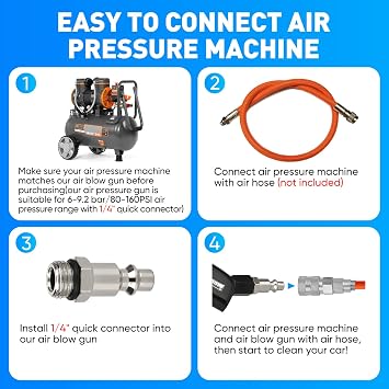 Aluminium Car Cleaning Gun with Tapered Nozzle, 6-9.2Bar with 2 Set Nozzle