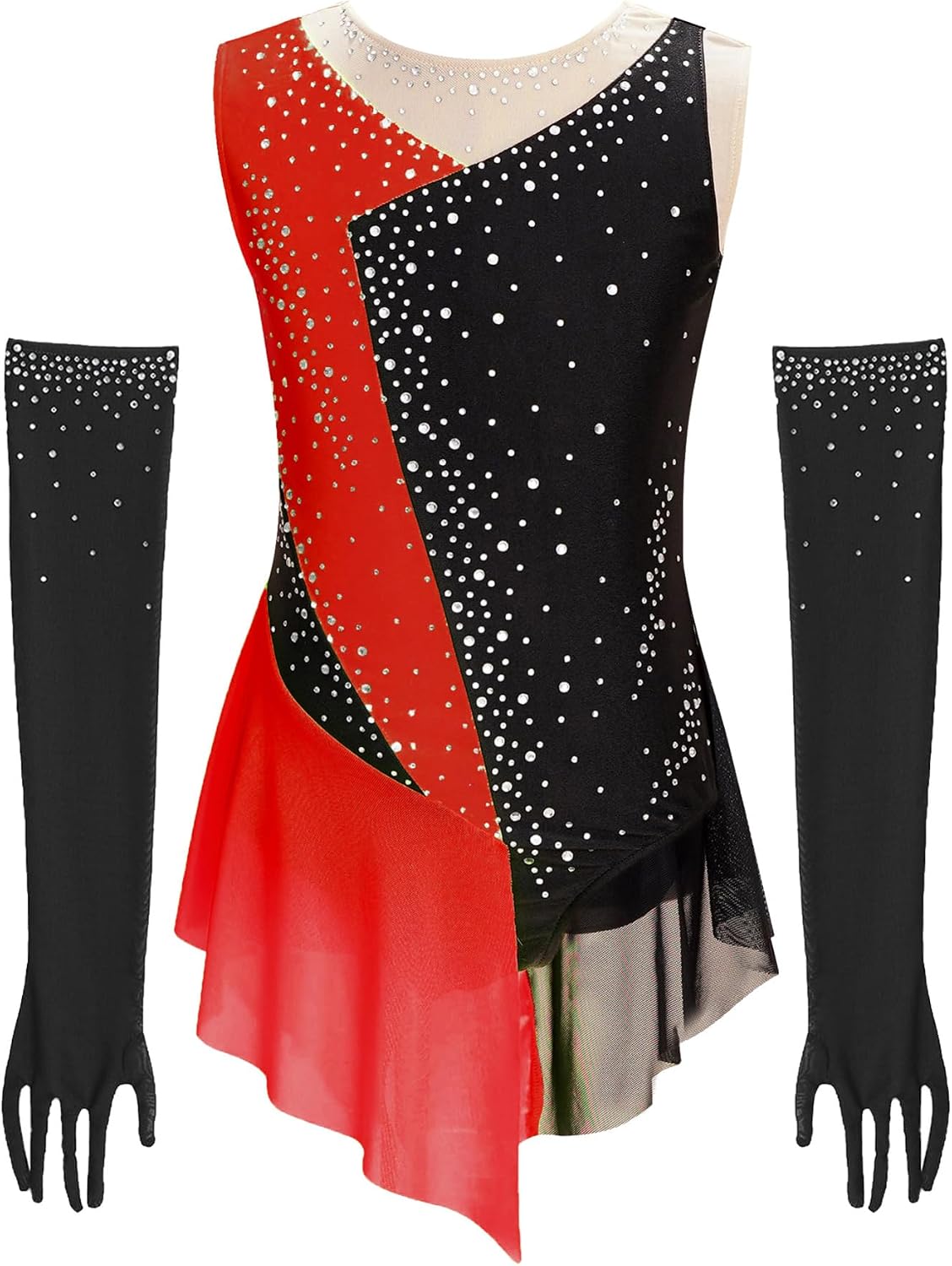 iEFiEL Kids Girls Lyrical Dance Dress Skating Outfit Set Cha Cha Costume